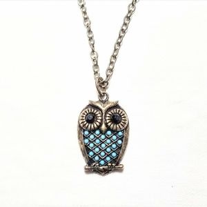 rhinestone owl pendant necklace
